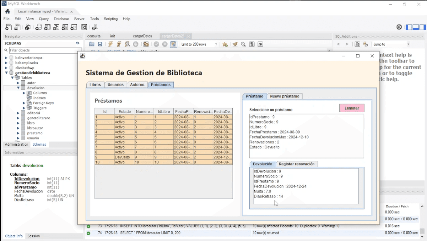 Captura del proyecto Sistemas JAVA