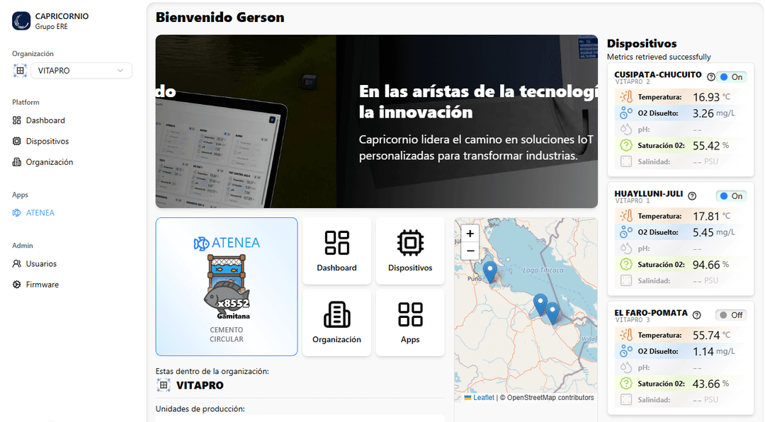 Captura del proyecto Plataforma IOT acuícola